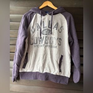 Dallas Cowboys Pullover Hoodie Grey Navy Men's Medium Kangaroo Pocket